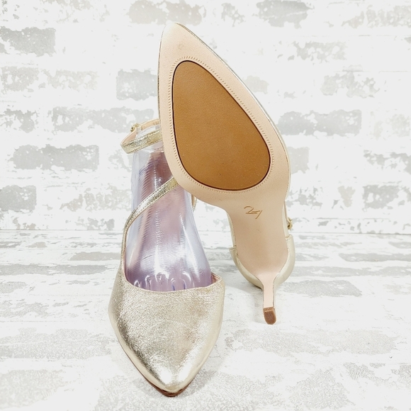 New Naturalizer 27 Edit Abilyn Wide Gold Leather Pointed Toe Heels K711 - Picture 9 of 14